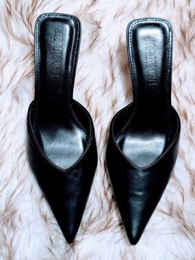 Jason Wu Black Pointed Toe Mule Heels